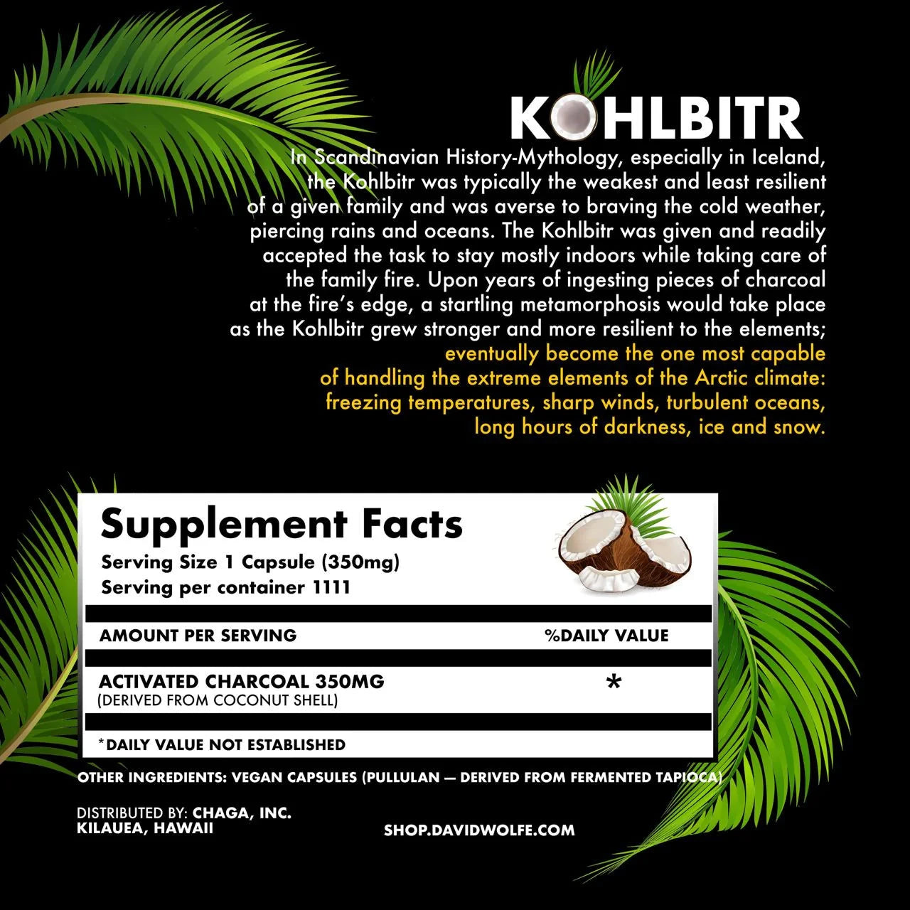Kohlbitr Activated Charcoal | 1111 Capsules for Natural Detox davidwolfe001