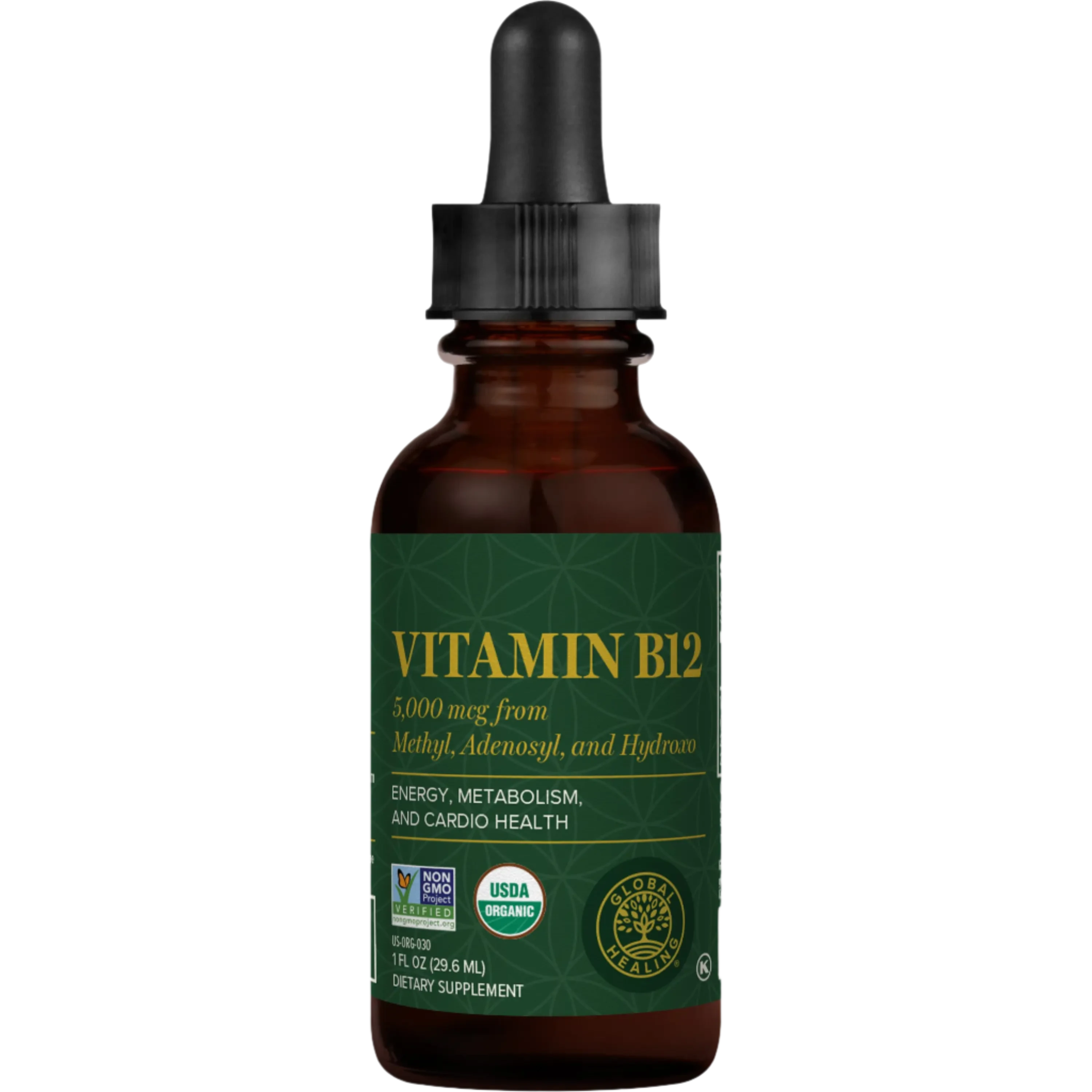 Global Healing Organic B12 - 1OZ | Liquid Tri-Blend for Energy & Nerve Support Wild Fire House
