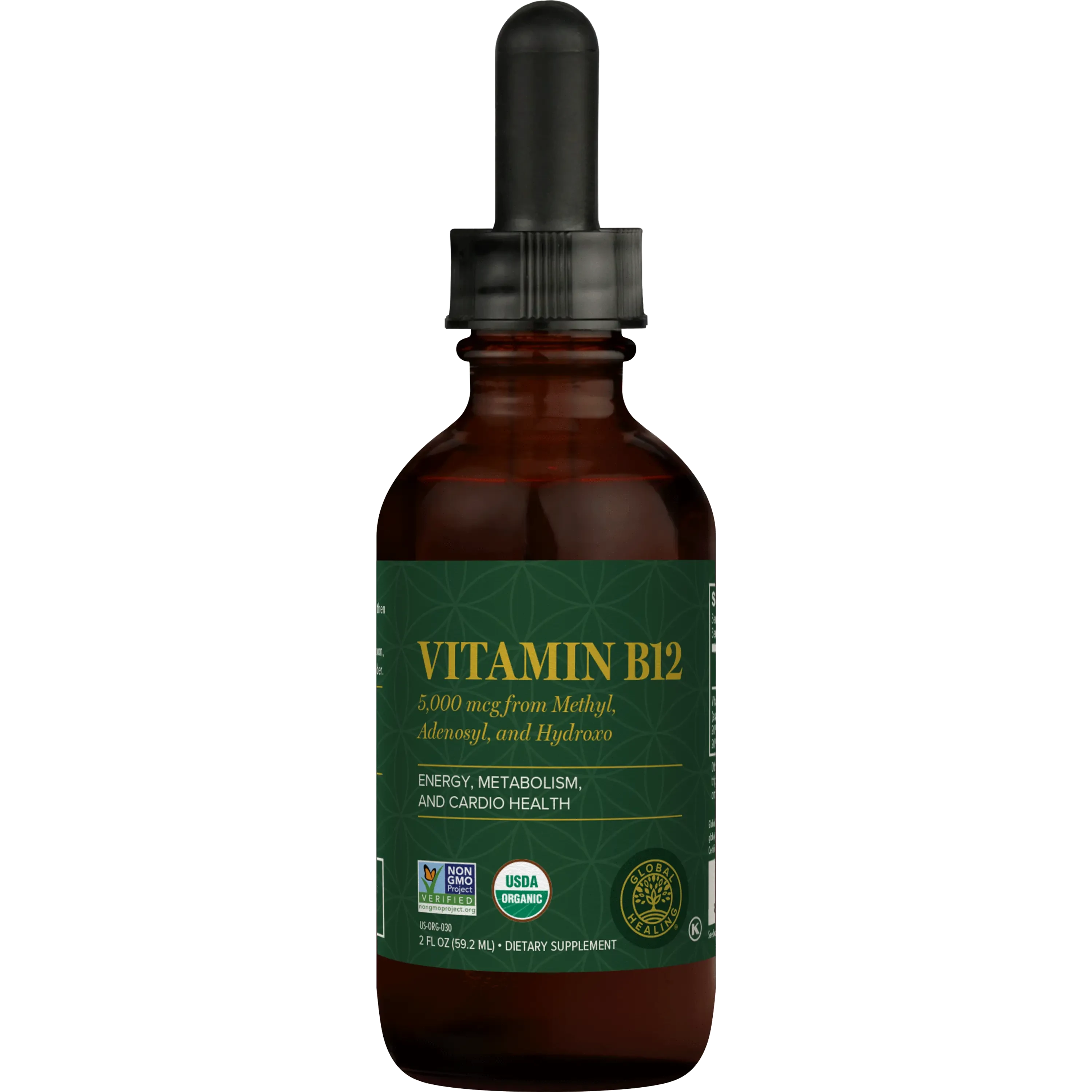 Global Healing Organic B12 - 2OZ | Liquid Tri-Blend for Energy & Nerve Support Wild Fire House