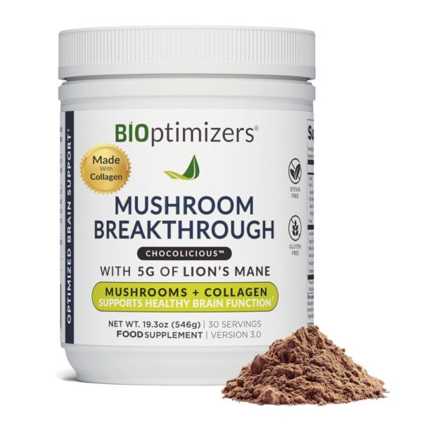 BiOptimizers Mushroom Breakthrough: Ultimate Nootropic Blend for Brain, Energy & Immunity David Wolfe UK
