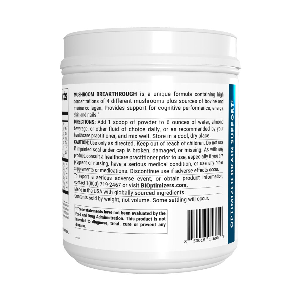 BiOptimizers Mushroom Breakthrough: Ultimate Nootropic Blend for Brain, Energy & Immunity David Wolfe UK